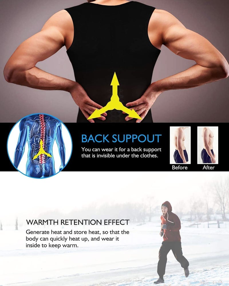 NonEcho Men Sauna Vest Hot Sweat Waist Trainer Corset Neoprene Tank Top Shapewear Slimming Shirt Workout Suit - Image 4